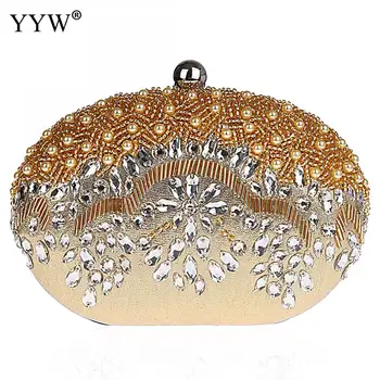 

Women Evening Party Bag Pearl Rhinstone Wedding Clutches Handbag For Female Girls Glitter Chain Shoulder Bag Bolsas Mujer