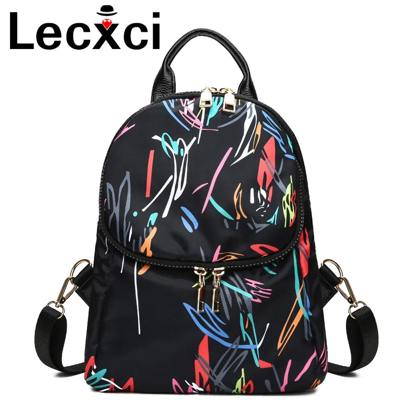 

Lecxci fashion printing shoulder bag 3 kinds of back method can shoulder chest high quality Oxford cloth young girl's favorite