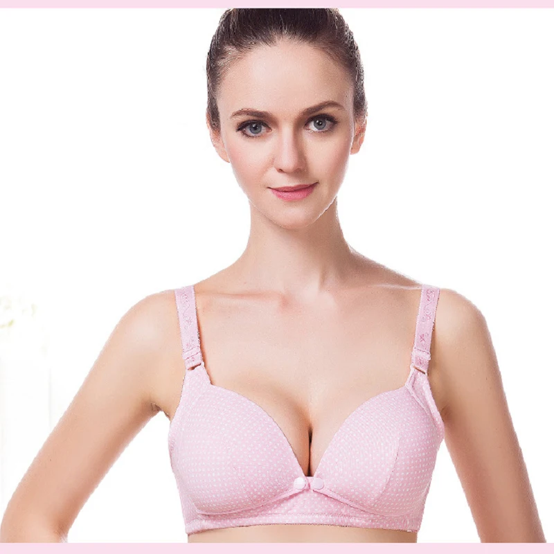 Cotton Nursing Bra For Pregnant Women Underwear No Rims Gather Seamless Open Front Buckle Anti-Sagging Breastfeeding Bra