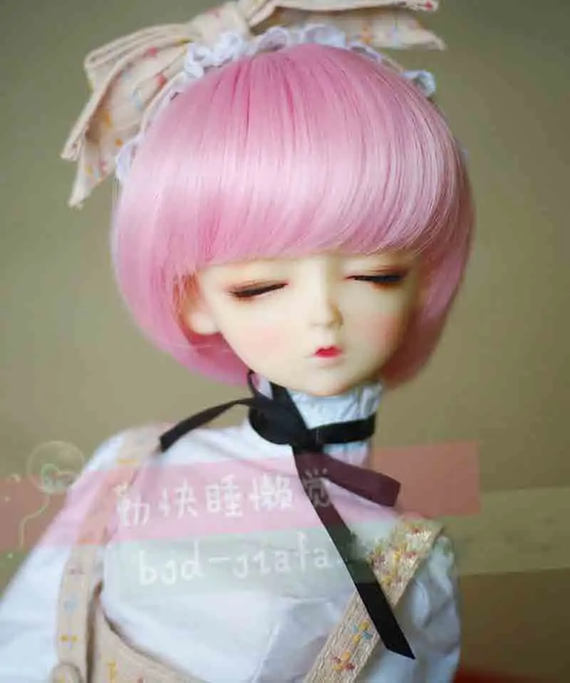 Новое поступление 1/3 1/4 1/6 Bjd SD кукла парик проволока модные короткие милые розовые цвета высокая температура BJD супер волосы куклы