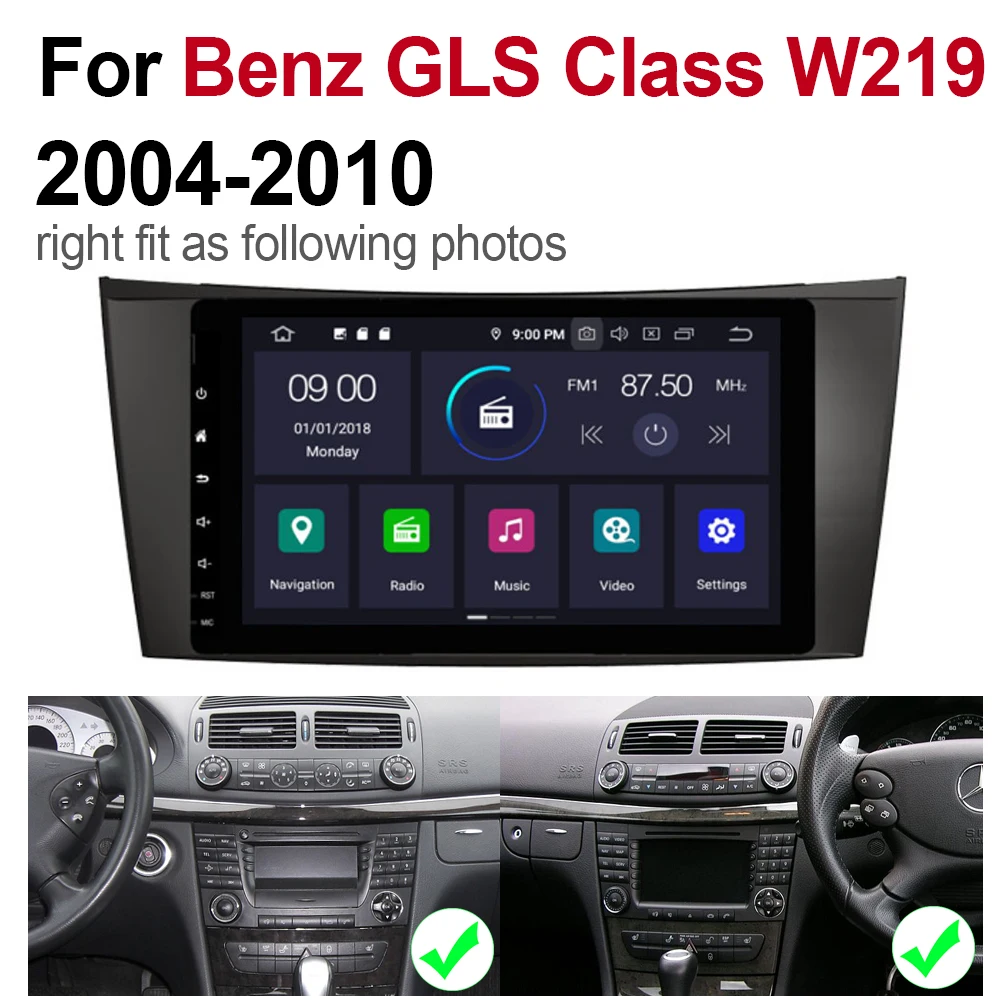 Top 4GB android 9.0 car dvd player For Mercedes Benz CLS Class W219 2004~2010 NTG Multimedia GPS Navigation Map Autoradio WiFI BT 5