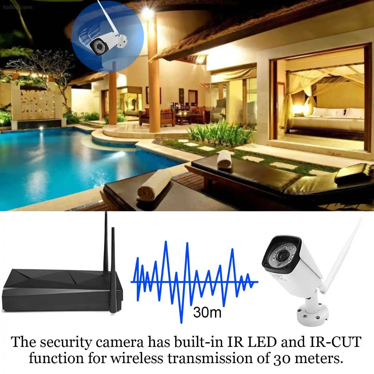 HD 1080P 4CH Wi-Fi Беспроводной NVR Наборы видеонаблюдение Системы Крытый/Напольные камеры IP обнаружения движения IP66 Водонепроницаемый CCTV