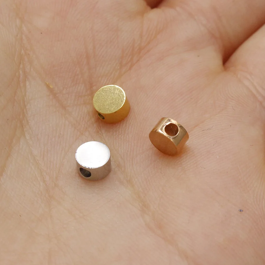 

20pc 5mm Gold/Steel Color Stainless steel Small Blank Round Beads Charm pendant For Necklace DIY Women Handmade Jewelry Making