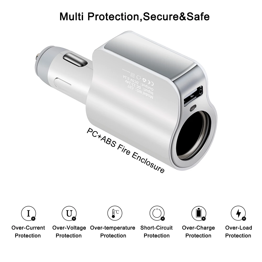 السيارات شاحن سيارة 3.1A 3 USB ميناء + ولاعة السجائر السلطة المقبس فتحة الهاتف المحمول شاحن آيفون باد سامسونج لينوفو Z5 S5