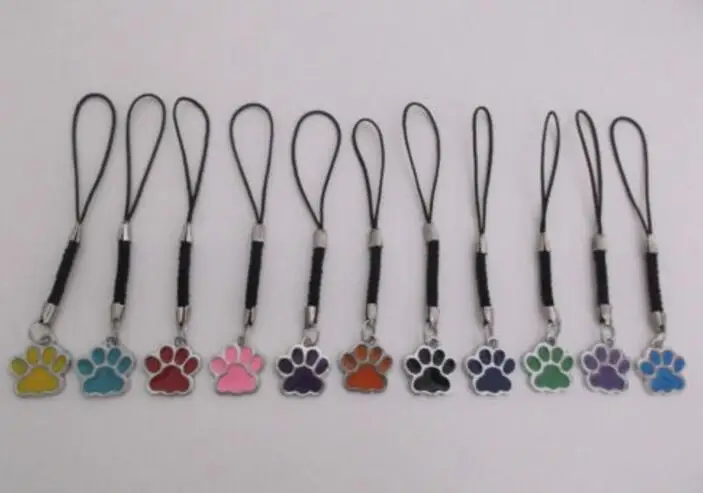 

Enamel Cat Dog/Bear Paw Prints Footprints Rotating Charms Dangle Pendant For Vintage Silver Bag Cord Phone Key Ring Mixed 50 PCS