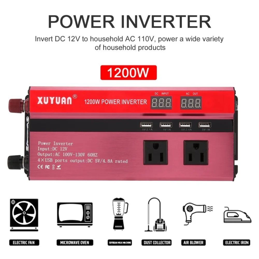 

2018 Innovative Professional 1200W Power Inverter DC 12V to AC 110V with LED Display Fan Cooling Universal Socket Car Converter
