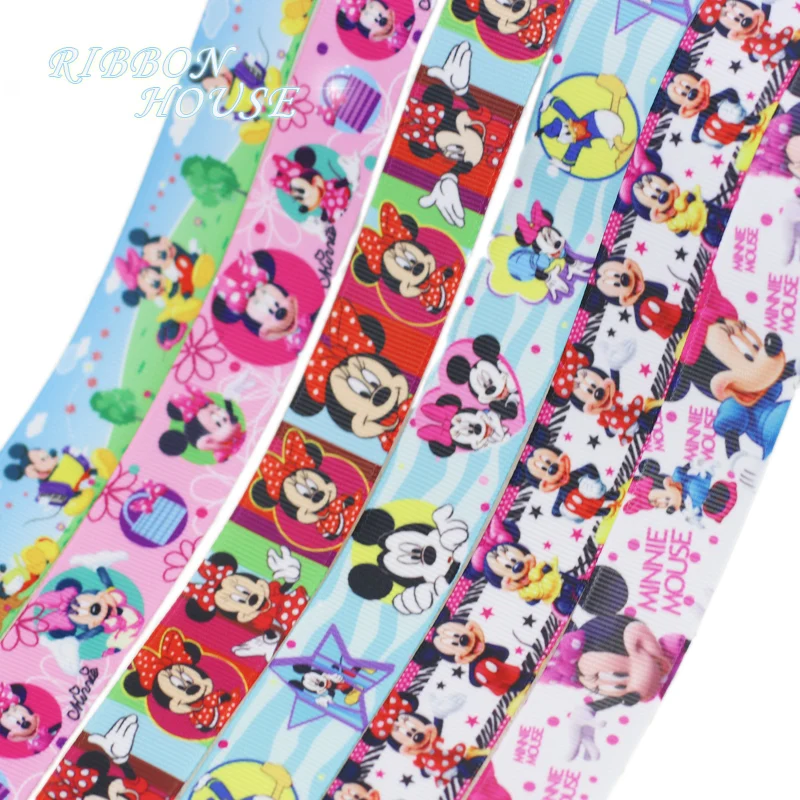 

(6 Colors Mix) 22mm Printed Grosgrain Pretty Mouse Ribbon Wholesale Cartoon Animal Ribbons