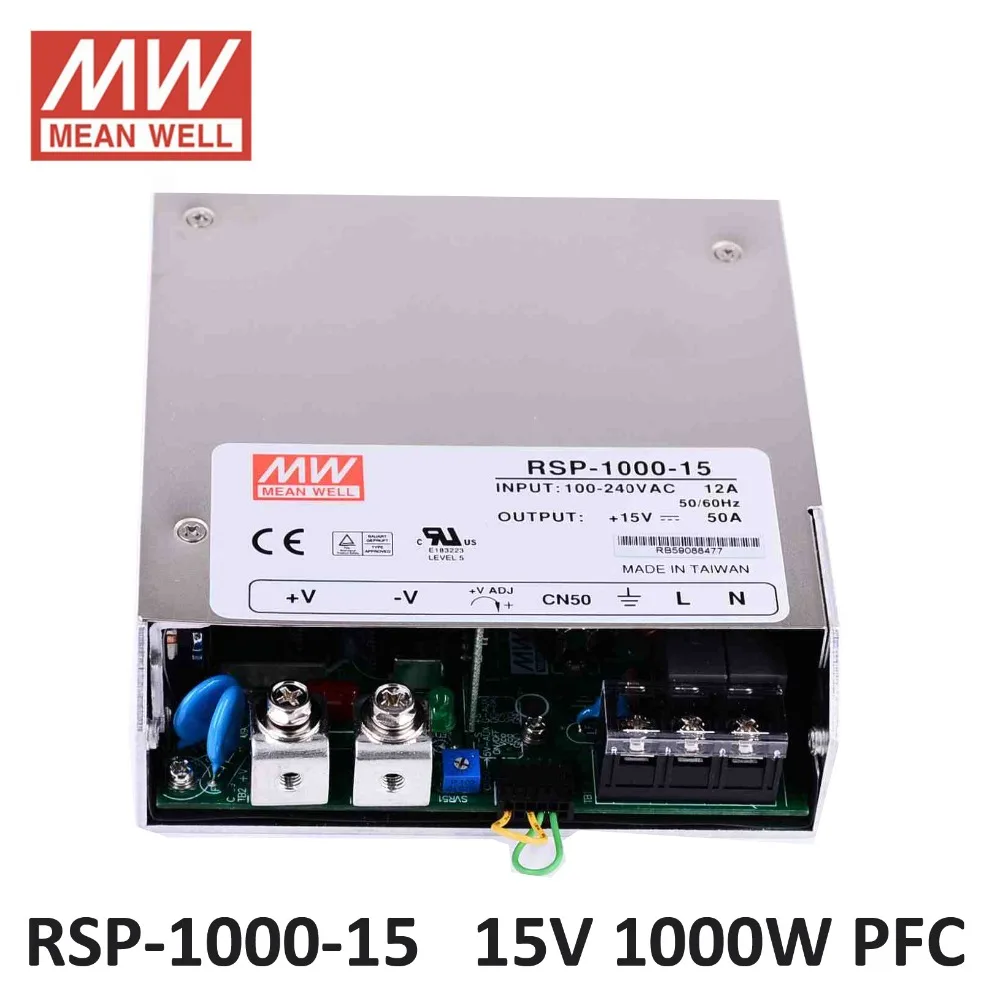 

Meanwell RSP-1000-15 LED driver 15V 50A 750W PFC function Switching power supply lighting transformer for LED Strip light 15V