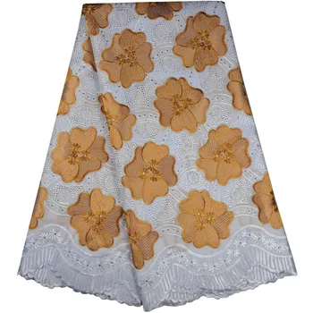 

(5yards/pc) high quality flower desgin African cotton lace fabric soft Swiss voile lace fabric for women and men clothes