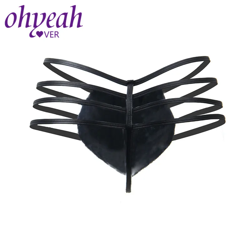 Ohyeahlover Мужское нижнее белье с кожаным бантиком открытым задником g стринги для