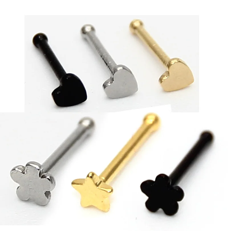 

ZLDYOU 18G Fashion Stainless Steel Heart Star Nose Ring Flower Tiny Ear Cartilage Tragus Earring Ring Body Piercing Jewelry