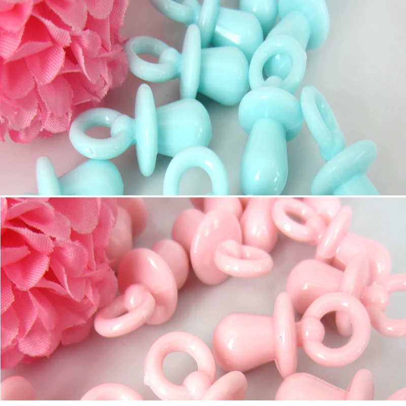 30pcs Plastic Pacifiers Baby Shower Favors Blue Pink For Party Cake