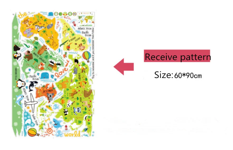 Мультяшная карта мира ПВХ DIY самоклеющиеся виниловые наклейки на стену для спальни домашний декор для детской комнаты художественная Наклейка на стену фреска