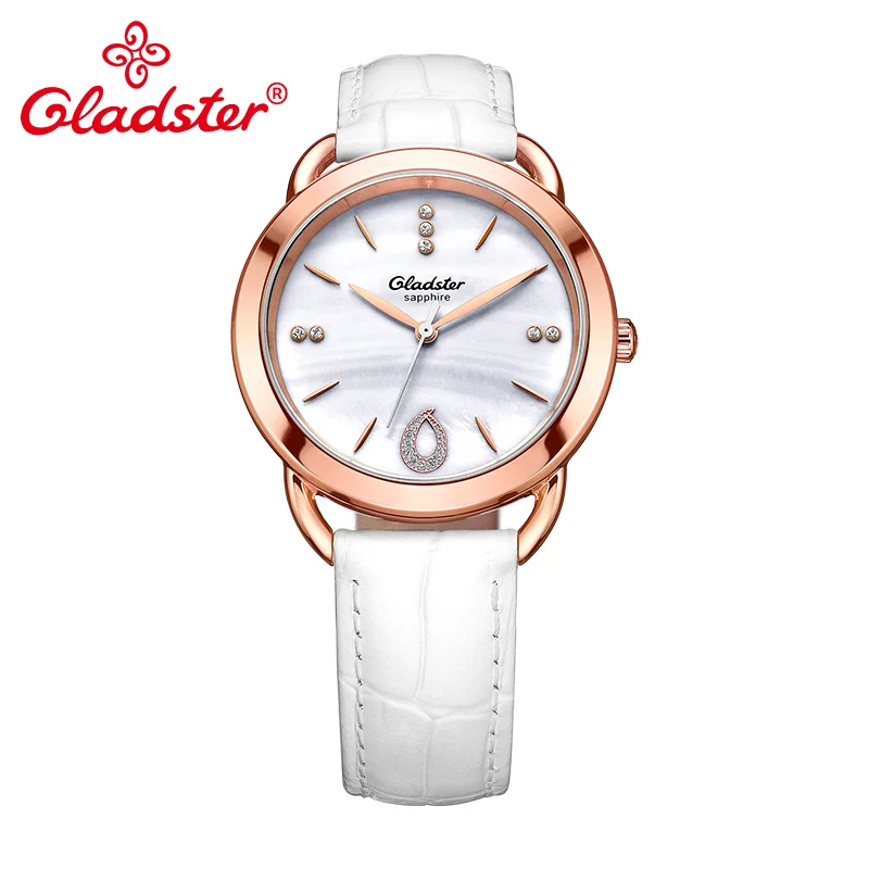Женские кварцевые часы Gladster из нержавеющей стали зеленого и красного цвета с