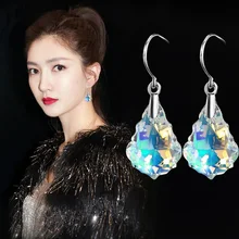 Модные сережки серебряного цвета в виде капель воды, кленовый лист AB-color, Стильные стеклянные серьги для женщин, очаровательные свисающие ювелирные изделия