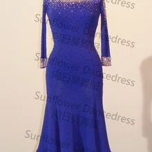 Одежда для латинских танцев, камни DMC, новое платье для латинских танцев с бахромой, платье для сальсы, бальное платье, танцевальный костюм chacha waltz, синий цвет