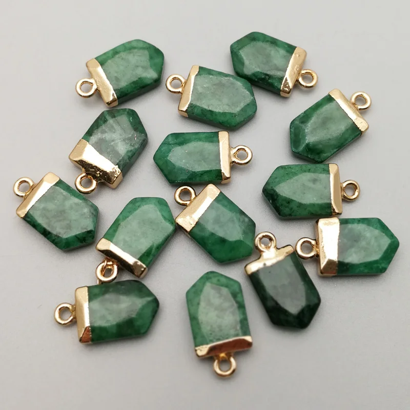 

Good quality natural green poit stone pendants Irregular shape charms pendants for jewelry making Wholesale 12pcs/lot