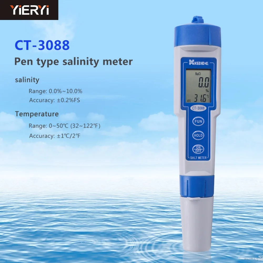 

Digital Waterproof Salt Meter Range 0.0%To 10.0% Aquarium Water Quality Salt Pool Tester Pen Type Salinity Tester Salinometer