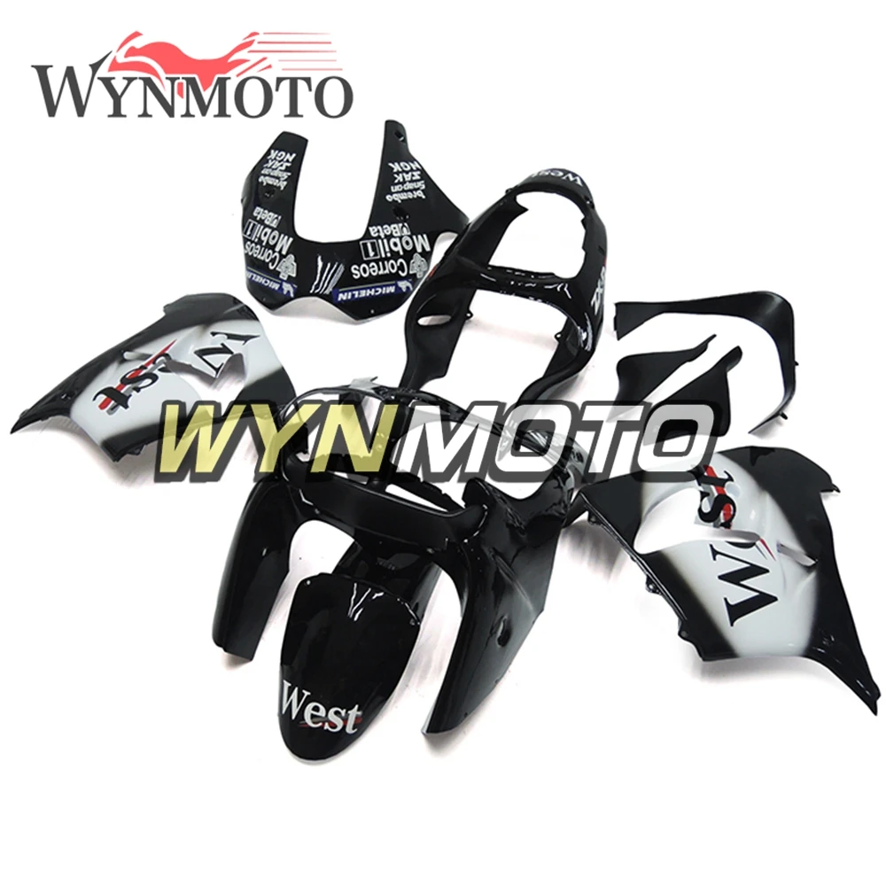 

West White Black Complete ABS Fairings For Kawasaki ZX-9R ZX9R 2000 2001 Motorbike Fairing Kits Cowlings Bodywork