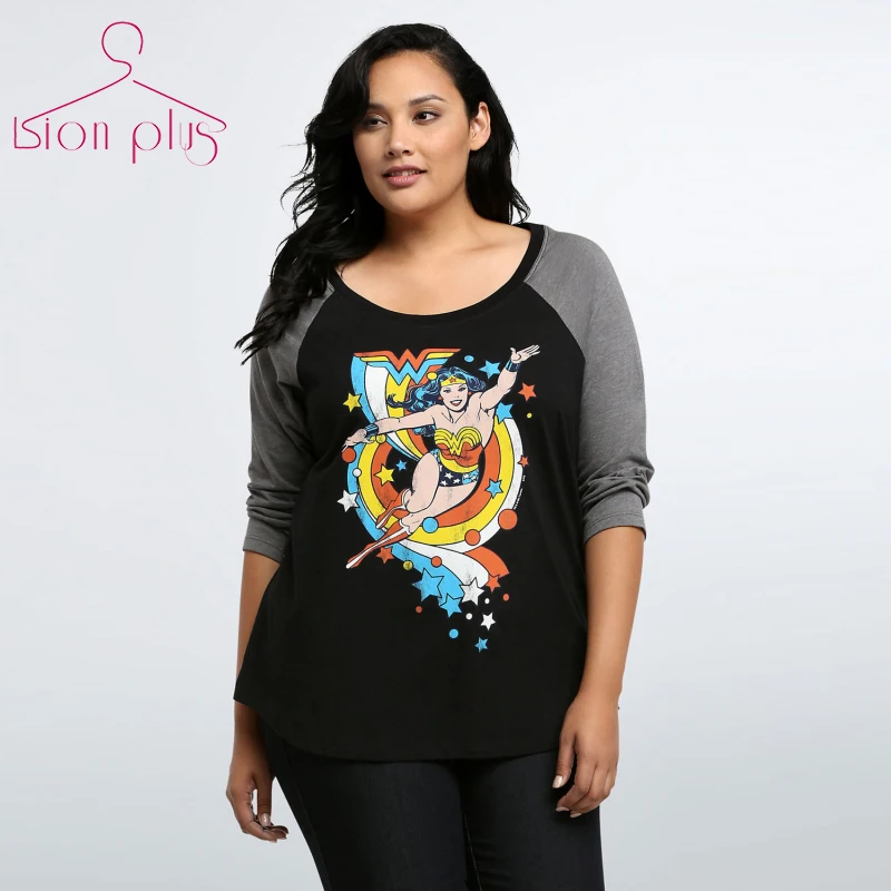 2017 Spring Long Sleeve T Shirt Women Plus Size 6XL 5XL Funny Character