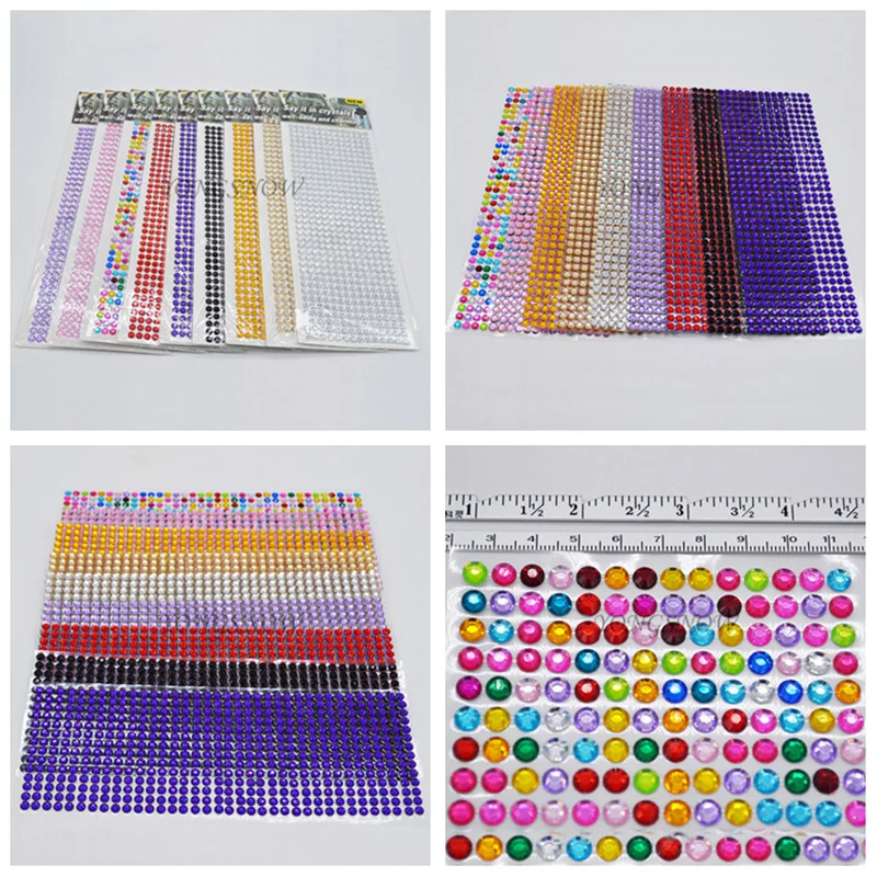 1 sheet 504pcs 6mm albums rhinestone stickers acrylic sticker phone diamond sheet stickers