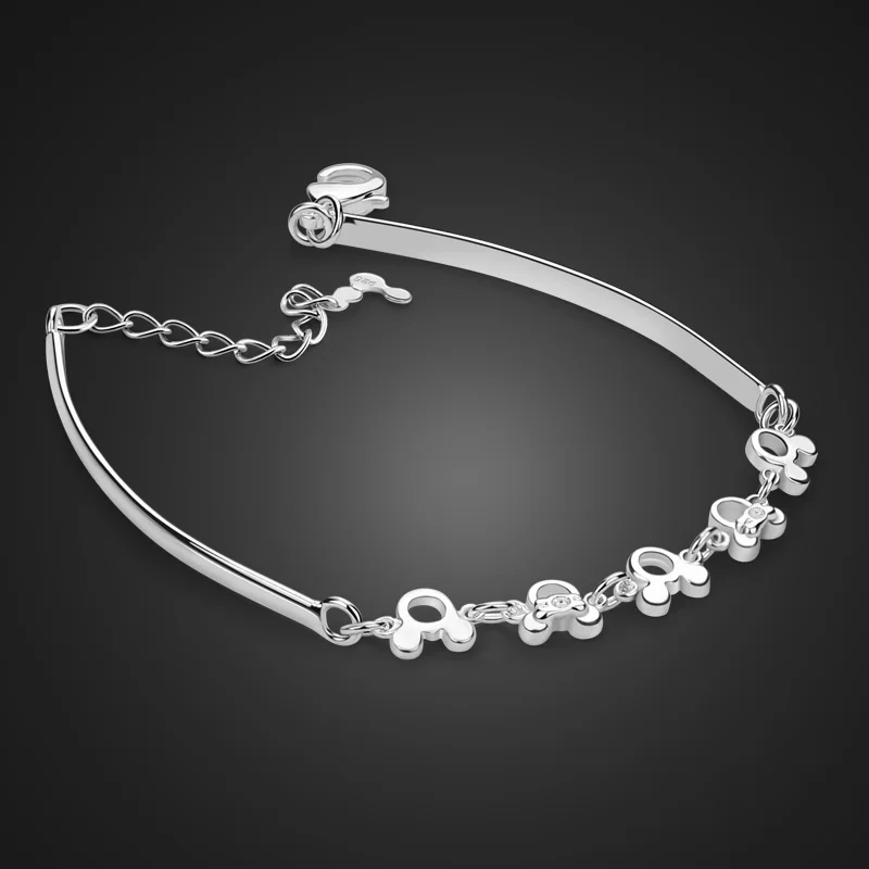 

Wholesale fashion cute 925 sterling silver Mickey bracelet. Really solid silver girl bracelet. Charming woman party jewelry