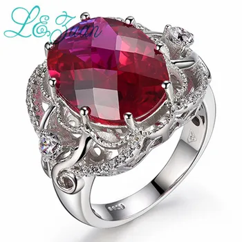 

L&zuan 925 Sterling Silver Ruby Rings for Women 9.3ct Red Gemstone Wedding Bridal Rings Zircons Fine Jewelry Female Accessory