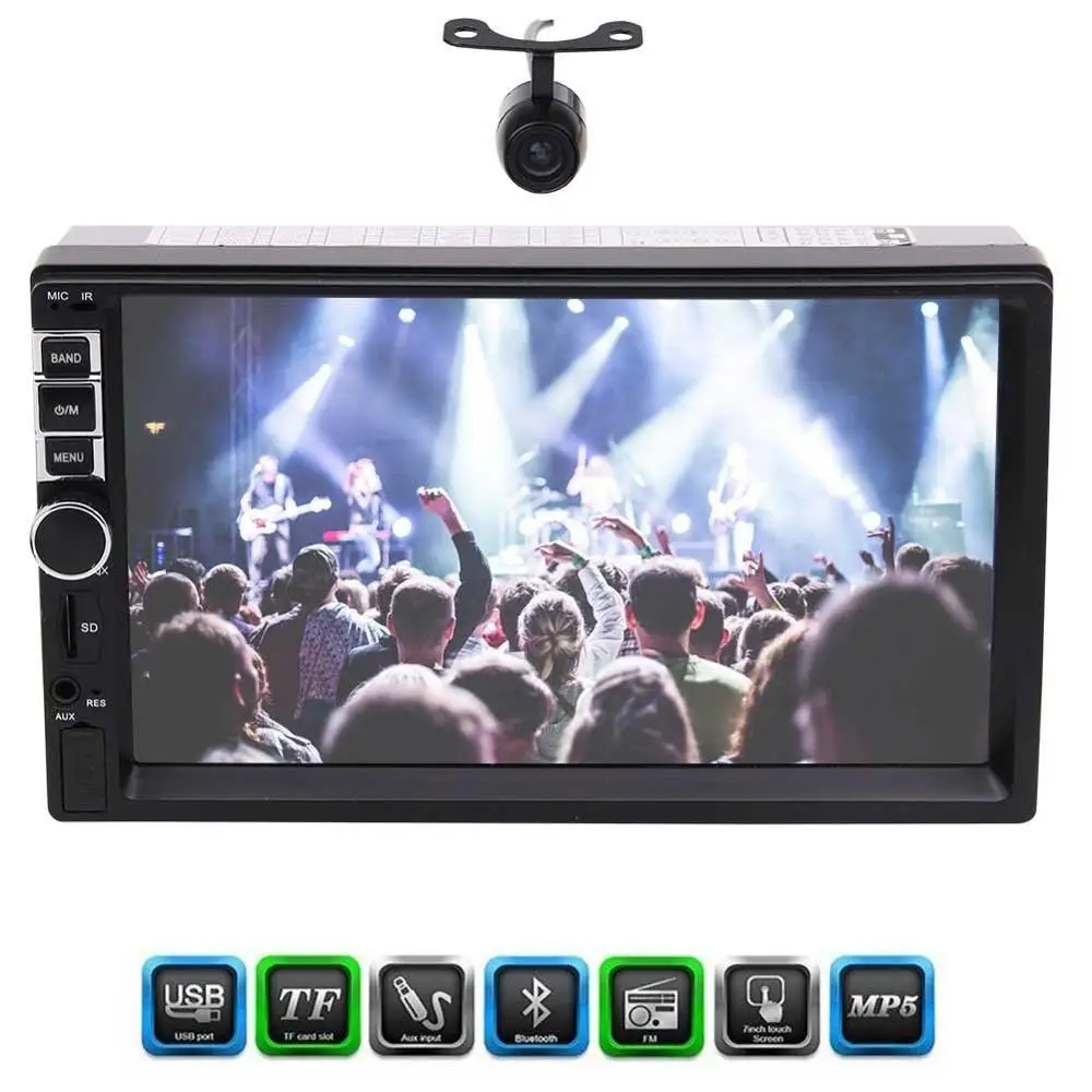 

Backup Camera+2 Din Eincar 7'' Car Radio stereo Head unit Player Bluetooth Hands Free 1080P Movie Rear View Camera FM Aux Input