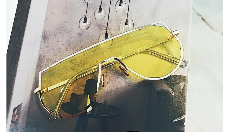 Sella негабаритных женщин мужчин сиамские Пилот солнцезащитные очки бренд дизайнер красочные тонированные линзы Двойные оправы Солнцезащитные очки UV400 - Цвет линз: Цвет: желтый