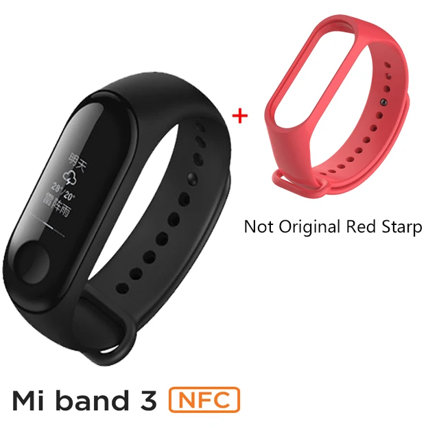 Xiaomi Mi Band 3 NFC Версия смарт-Браслет фитнес-трекер 0,7" большой сенсорный экран для сердечного ритма монитор смарт-браслет - Цвет: Red