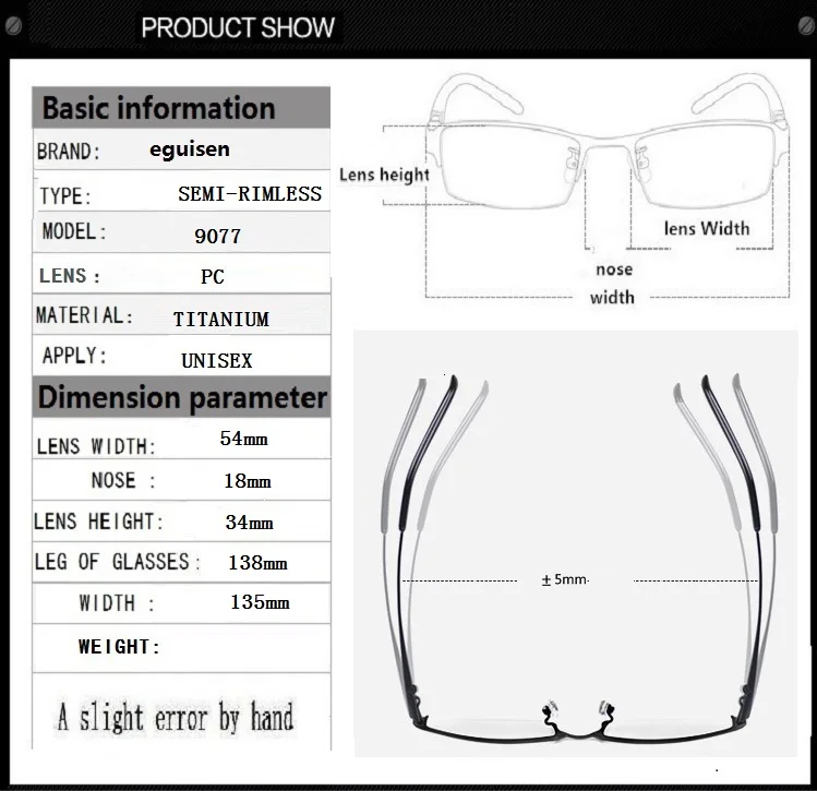Ширина-135 ультра-светильник из чистого титана с полуоправой, мужские оправы для очков TR90, эластичные очки для ног, Женские оправы для очков