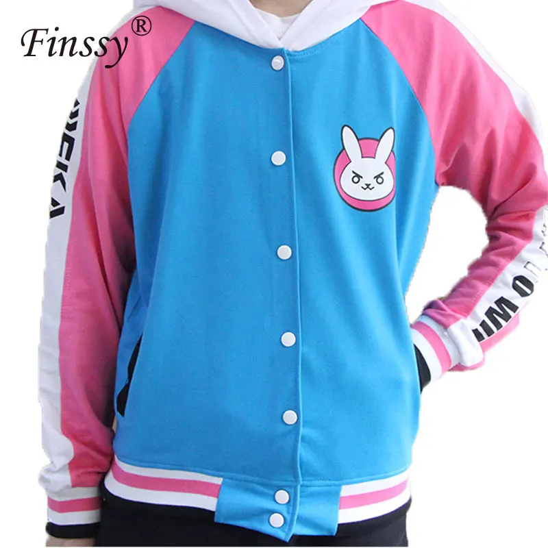 Billige Hot Spiel OW DVa Hoodie für Frauen D. va Cosplay Kostüm für Erwachsene Baseball Mantel Jacke feminino Cosplay dünne Hoodies