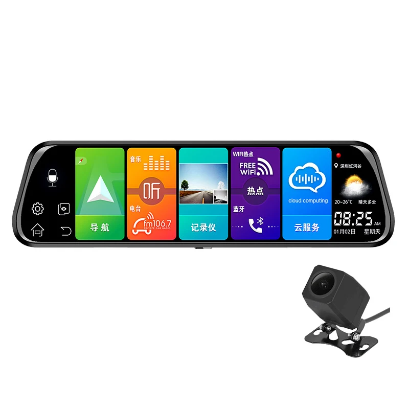 

10 inch Touch Screen Android 8.0 Car DVR Mirror Camera Dual Lens 1080P Full HD