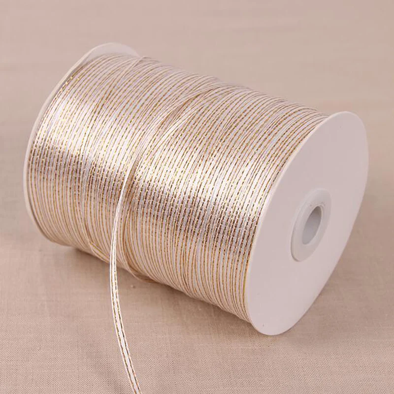 

20 Meters\lot 3 mm Width Polyester Golden Edge Satin Ribbon Sewing Gift Box Packing Silk Webbing Ribbons For Party Decoration