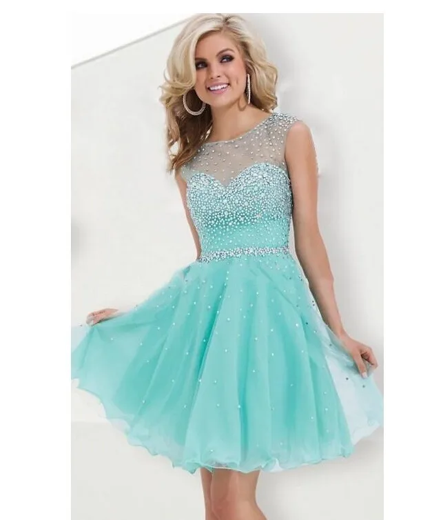 Sweet 16 Dresses turquoise A line Beaded Sparkly Short Homecoming Dress ...