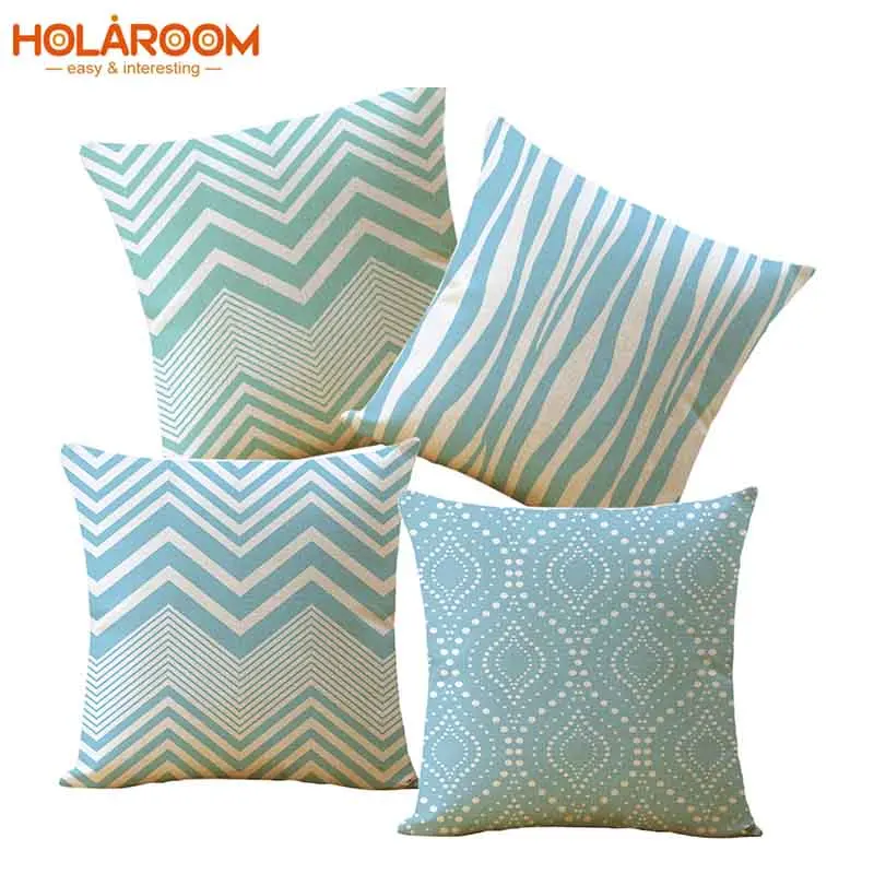 

Geometry Pillow Case Wave Pattern Cushion Covers Throw Pillow Cases Light Blue Color Cushion Cover cojines decorativos para sofa