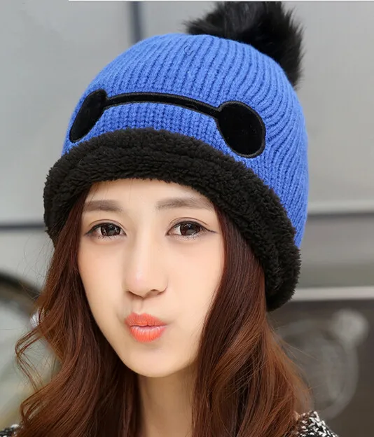 

BomHCS Cartoon Cute Eyes With Velvet Cap Women Winter Warm Beanie Snow Hat Cap