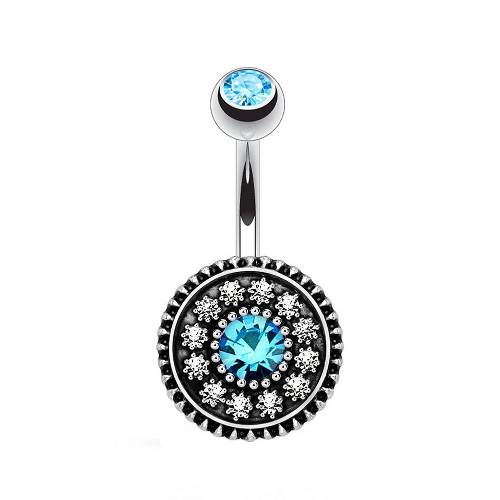 

1Pc Vintage Shield Surgical Steel Belly Button Navel Ring Dangle Body Piercing Jewel