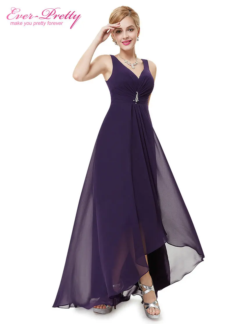 Вечерние платья больших размеров Ever Pretty, длинное праздничное двойное платье с V-образным вырезом, со стразами, разных цветов, EP09983, лето - Цвет: Dark Purple