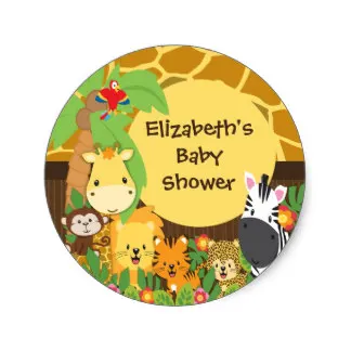 

3.8cm Jungle Safari Baby Animals Baby Shower Stickers