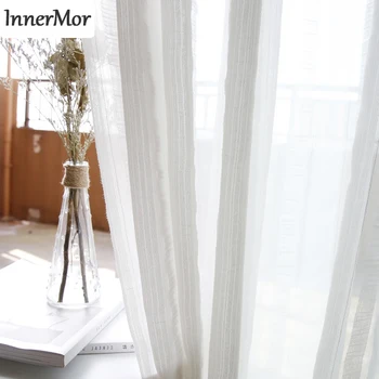 

Innermor silver Stripe Curtains For Living room Jacquard Curtains for kitchen Voile Faux Linen Curtains for bedroom Customized