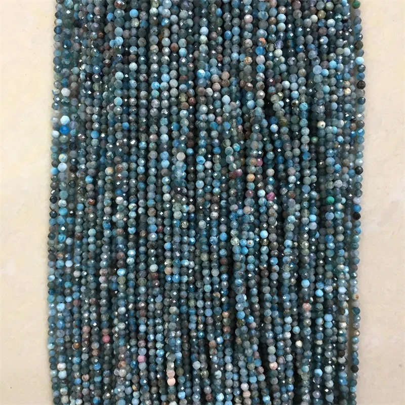 

Natural Stone Blue Apatite Ruby Emerald Rhodochrosite Undyed Loose Beads 15" Strand 2mm Faceted Round Loose Gemstone for Jewelry