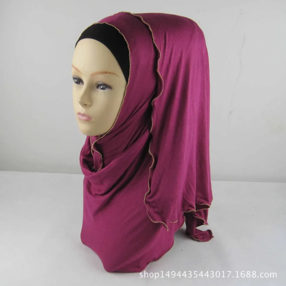 32 цвета мусульманский хиджаб шарф мягкий длинный шарф из хлопка с застежкой-молнией каймой платок isamic шарф