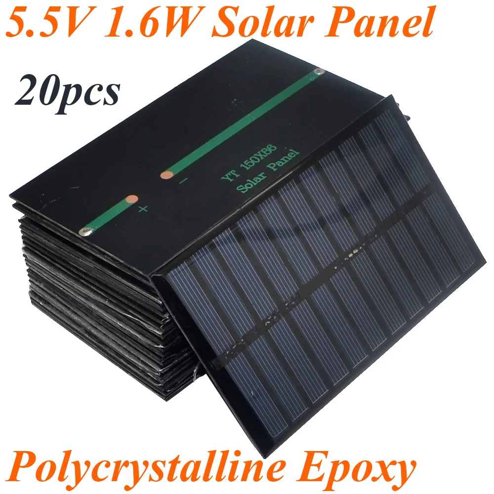 

20pcs/lot 6V 270mA 1.6W mini solar panels small solar power 3.6v battery charge solar led light solar cells