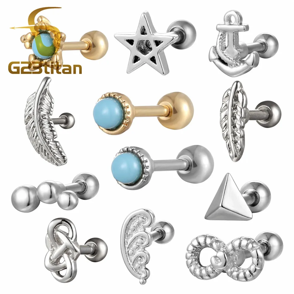 

Titanium Ear Tragus Cartilage Piercing Helix Piercings Conch Lobe Earring Labret Studs Pirsing Orelha Cartilagem