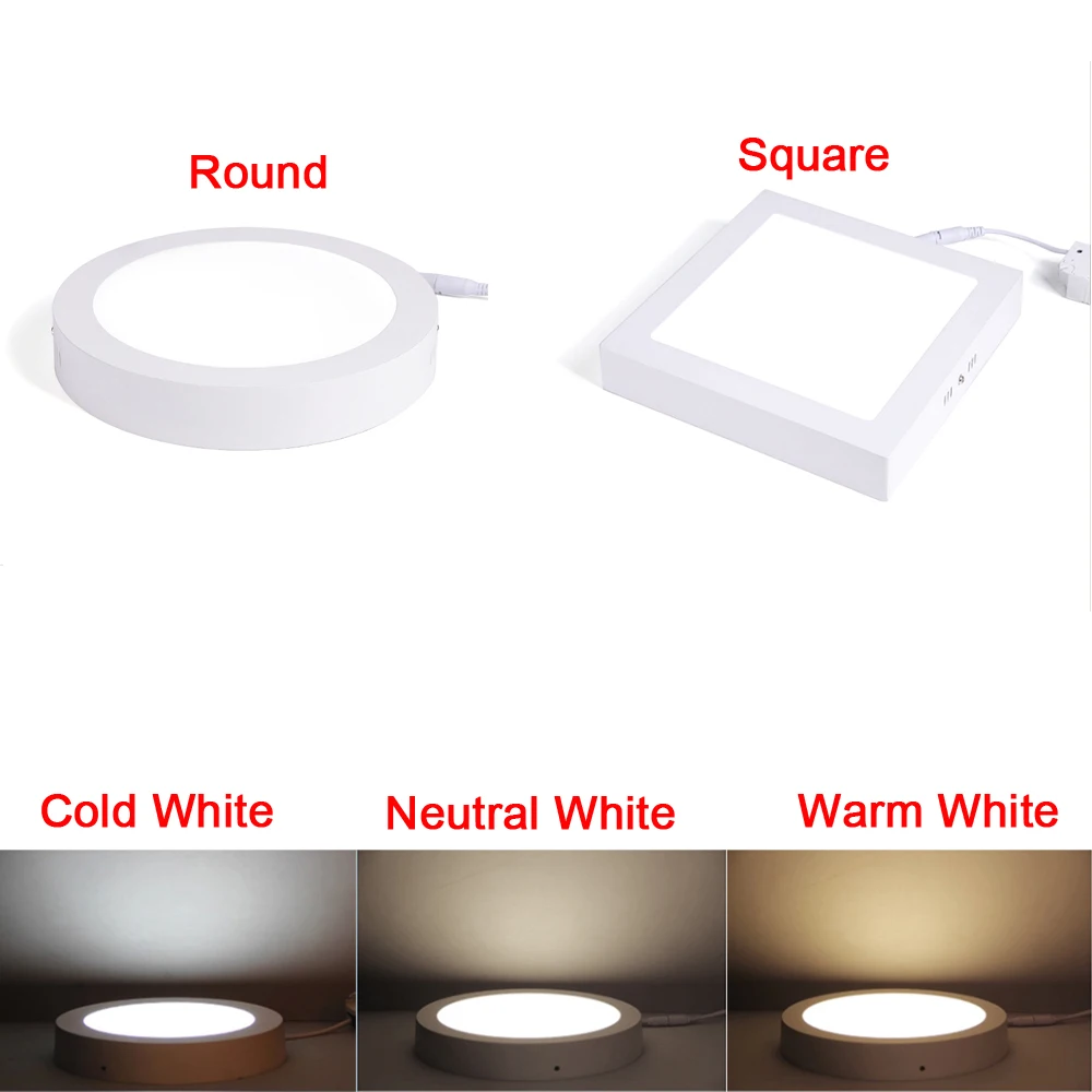 

5pcs/lot Round/Square LED Panel light surface Mouted 30W AC85-260V three-color dimming indoor Ceiling Downlight Include Driver