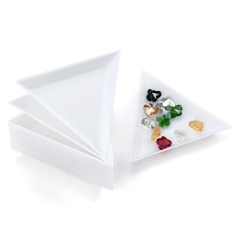 Треугольные пластиковые Стразы хранение для принадлежностей для дизайна ногтей коробка тарелка лоток держатель Контейнер блестящие украшения чашки Маникюрный Инструмент