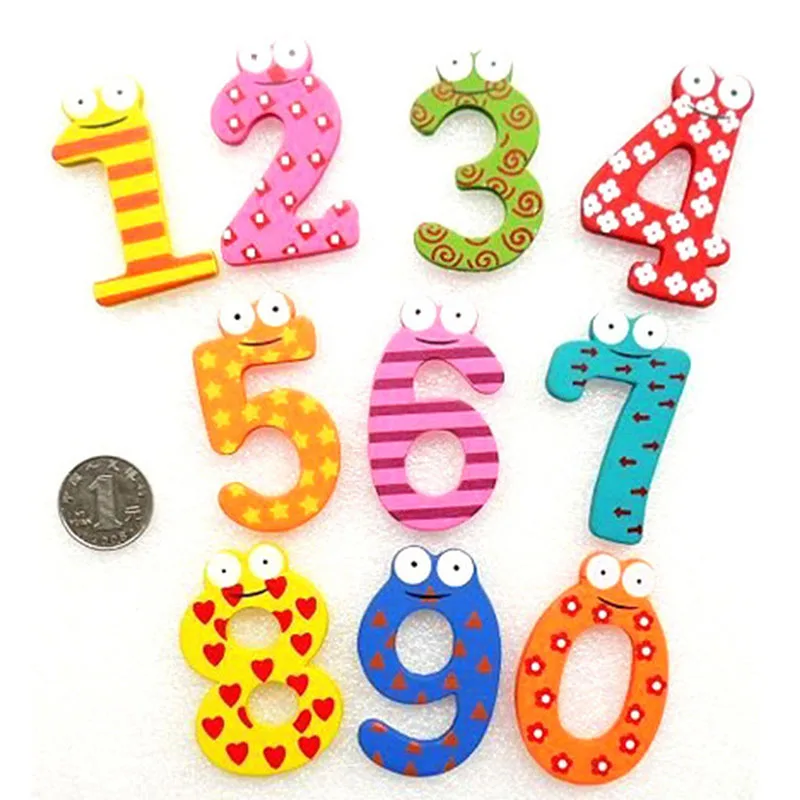 

10pcs Cartoon Magnetic Digital Refrigerator Stickers Cognitive Kid Wooden Puzzle Toy Baby Learning Educational Toys for Children