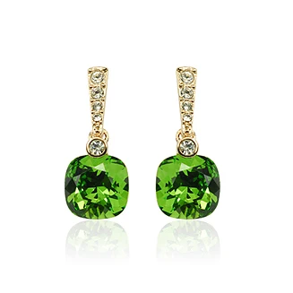 font b Luxury b font font b Crystal b font dangle earrings green stone ear