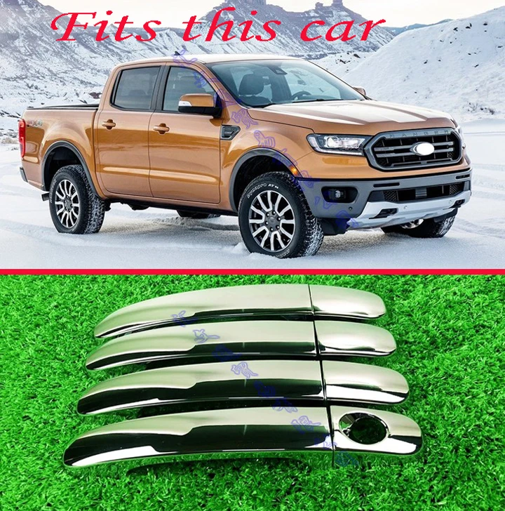 

ABS Chrome Door Handle Cover Without Smart Key Hole Catch Cap Trim Molding Accessories For Ford Ranger 2015 2016 2017 2018